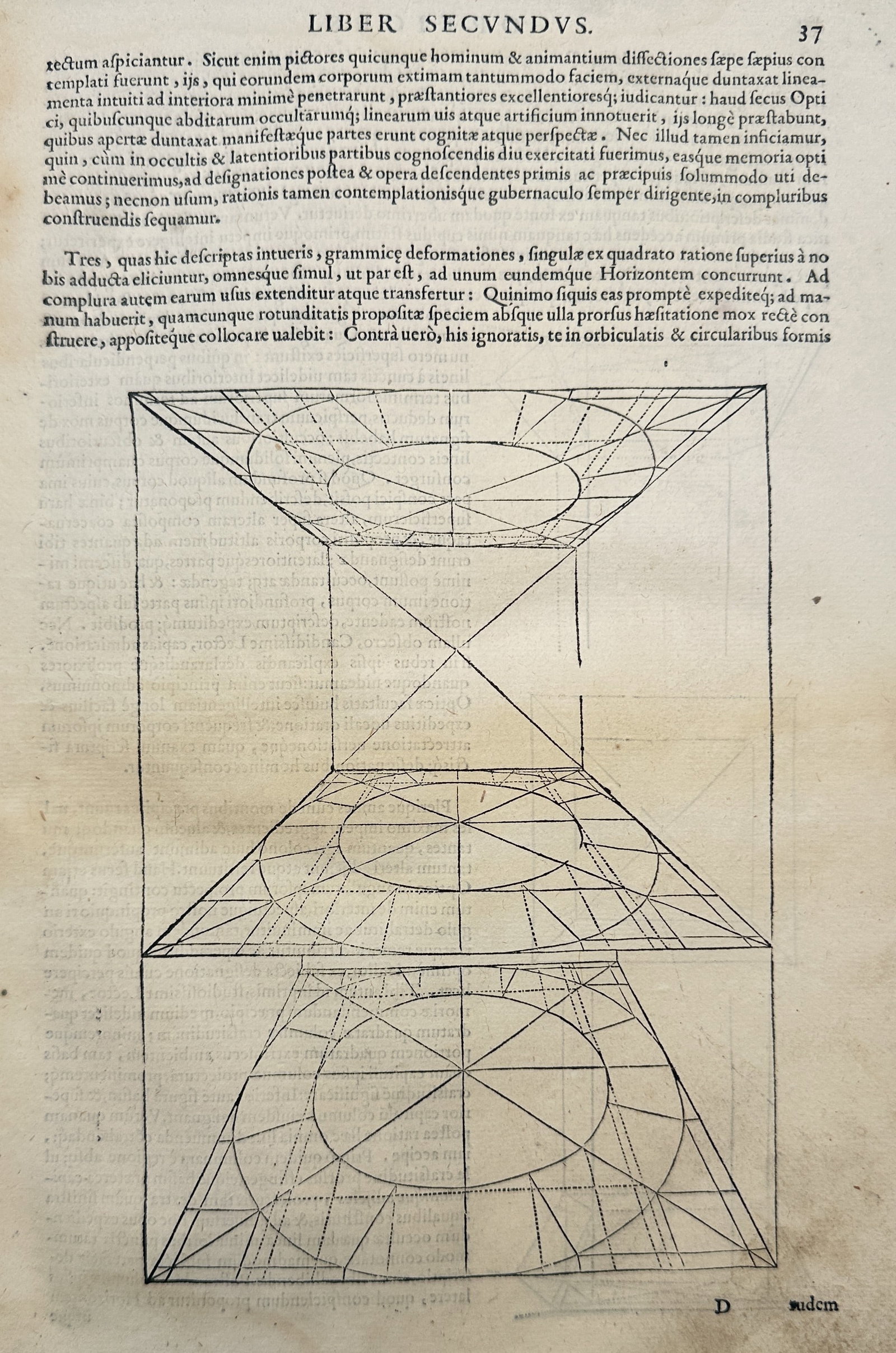 Sebastiano Serlio (1475–1554) – Geometrical Study of Perspective for Circular Forms – Woodcut (1 of 2)