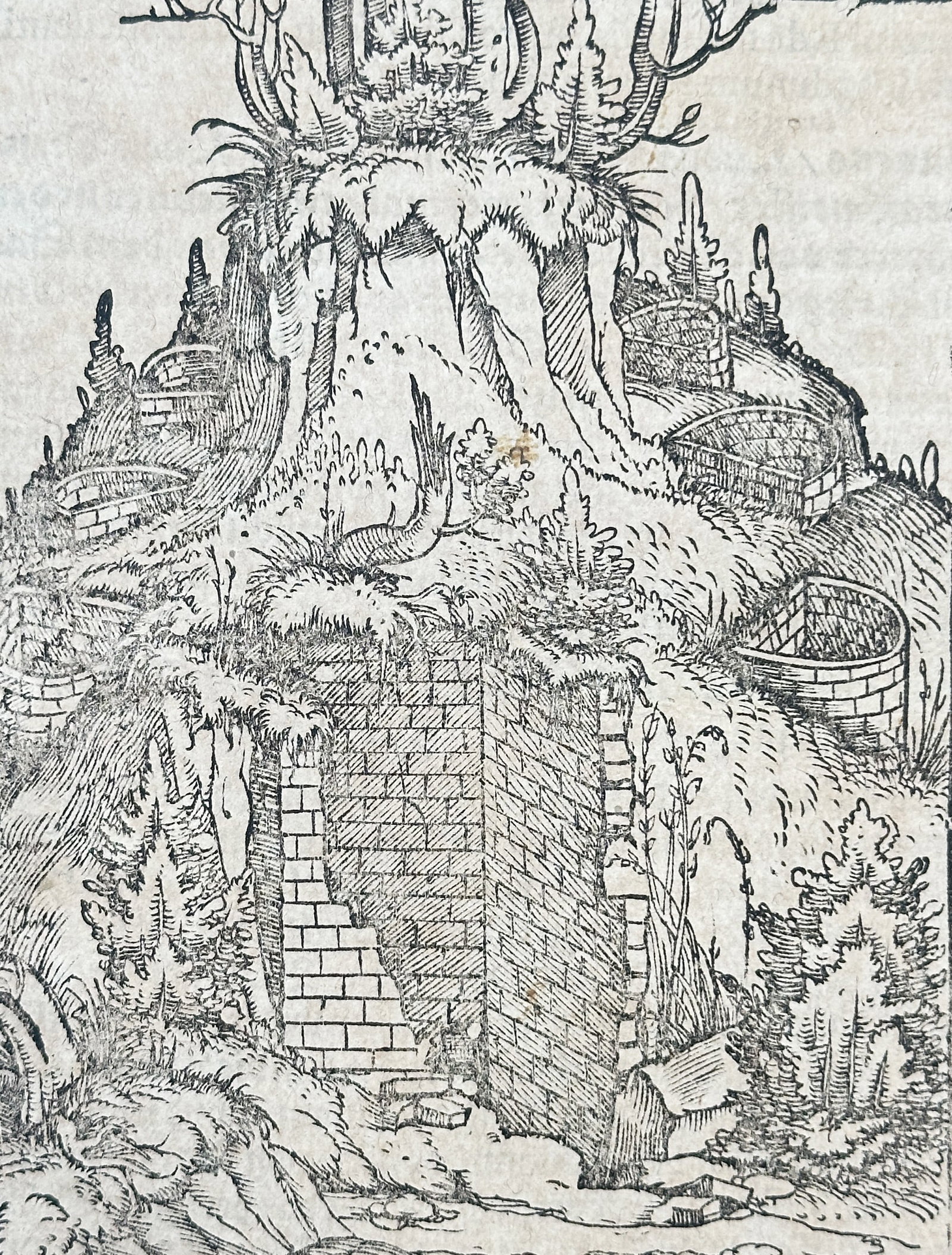Sebastian Münster (1488–1552) – Hercules Germanicus from the German Lands – Woodcut: This leaf, titled "Von dem Teutschen Lande" (On the German Lands), originates from a German edition of Sebastian Münster's Cosmographia. The page features German Gothic text discussing the history an