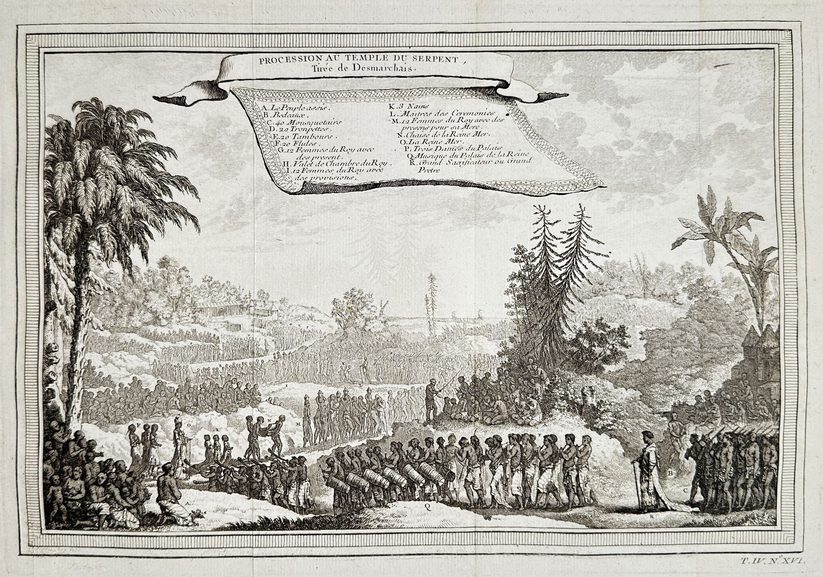 Antoine François Prévost – Procession to the Serpent Temple – Engraving (circa 1750) (1 of 2)