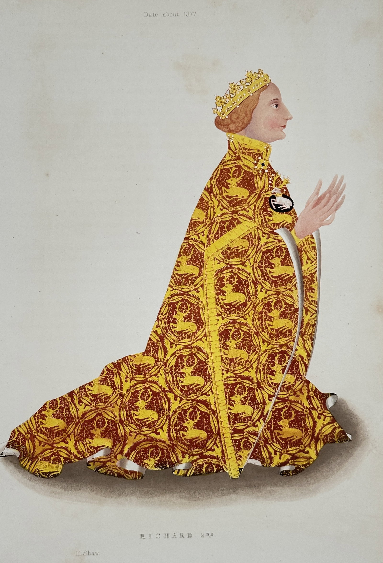 Henry Shaw – Richard 2nd (Richard II) – Hand-colored engraving (circa 1833–1843) (1 of 2)