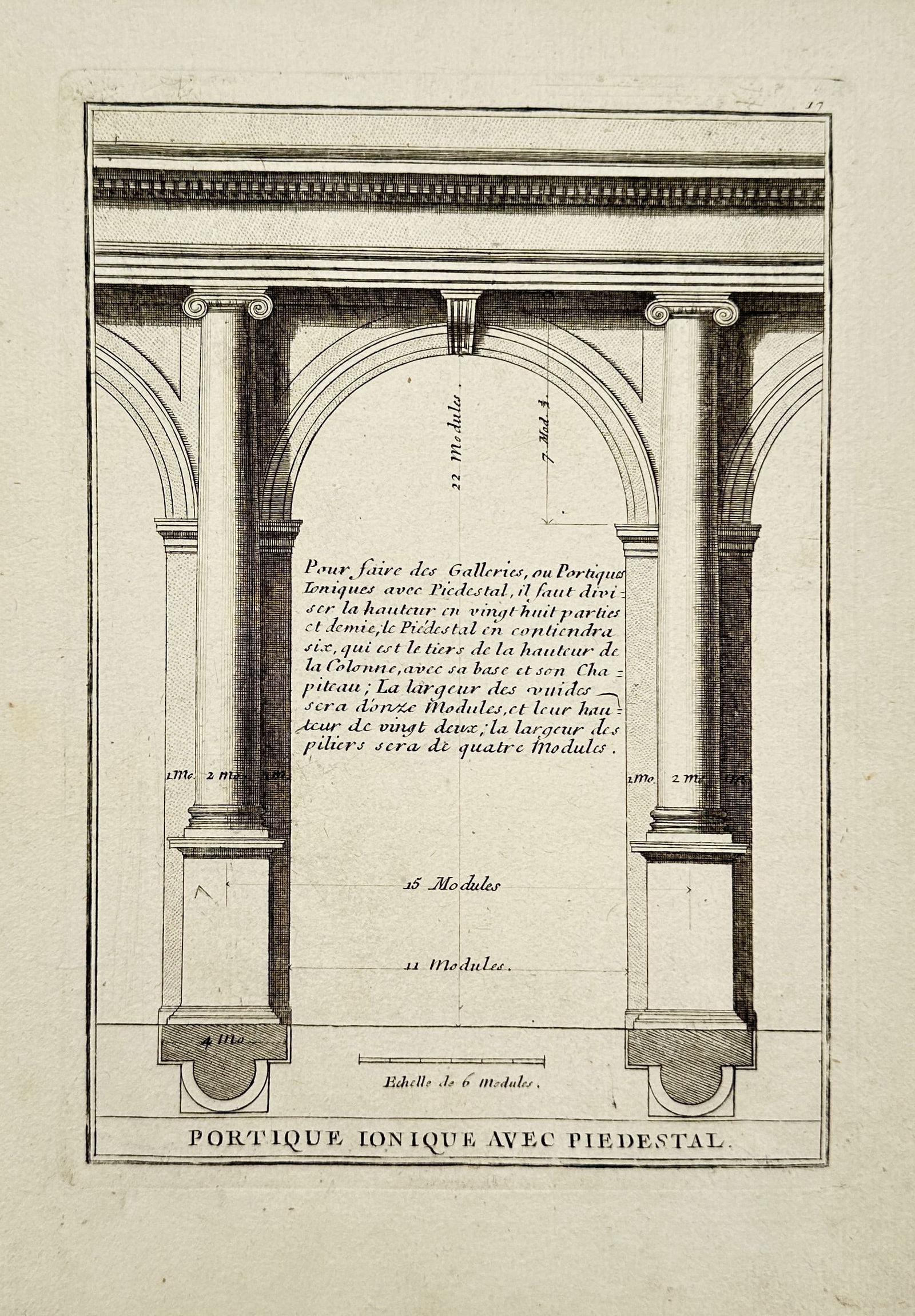 Giacomo Barozzi da Vignol, after – Portico supported by columns – Engraving (c. 1747) (1 of 2)