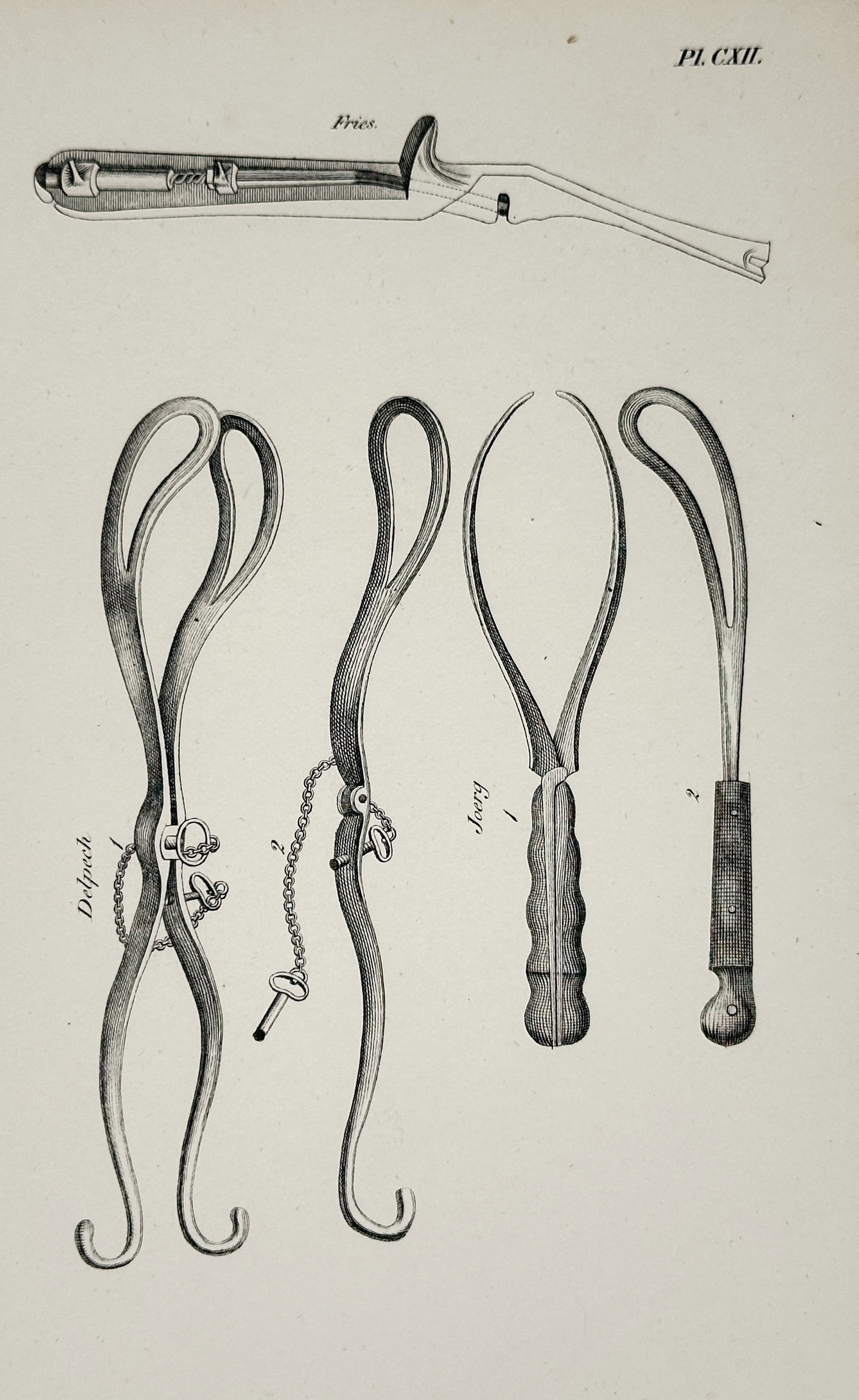 Unknown Artist – Set of Five: Surgical Instruments – Engraving (circa 1830–1850) (1 of 2)