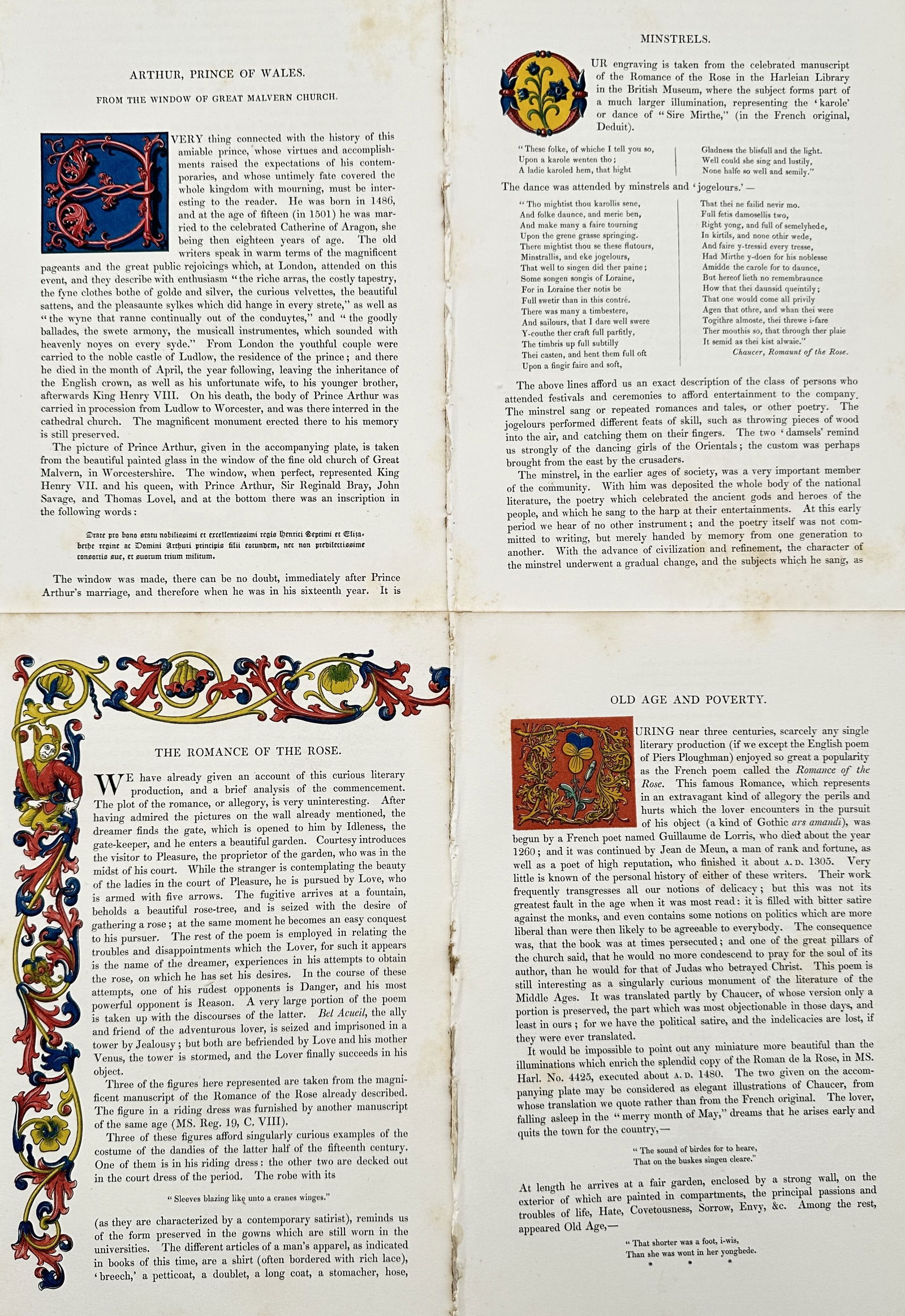 Henry Shaw (1800–1873) – Set of 4: Dresses and Decorations of the Middle Ages (1 of 2)