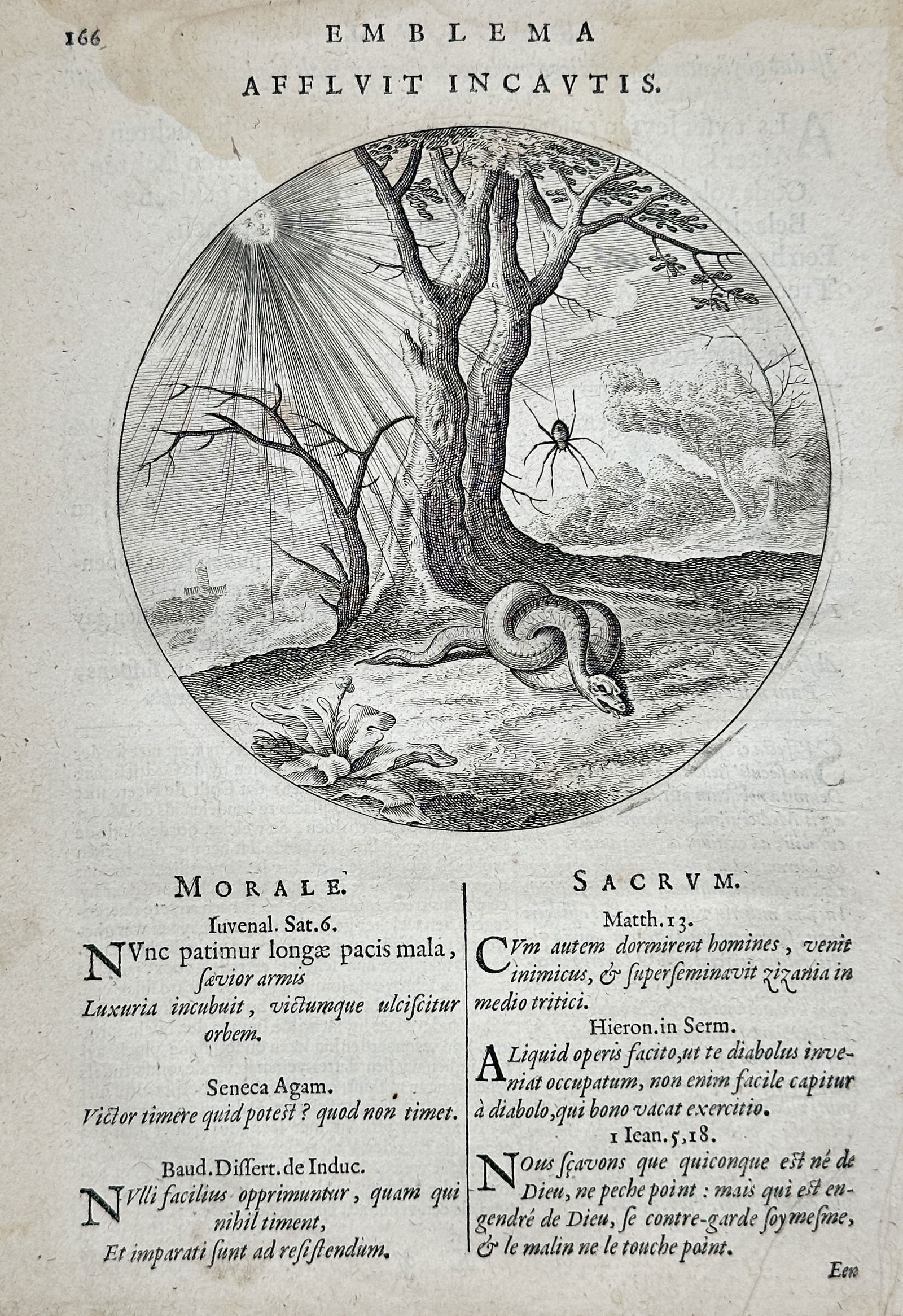 Jacob Cats (1577–1660) – Emblem: Danger Awaits the Unwary. – Engraving and Letterpress Text (1 of 2)