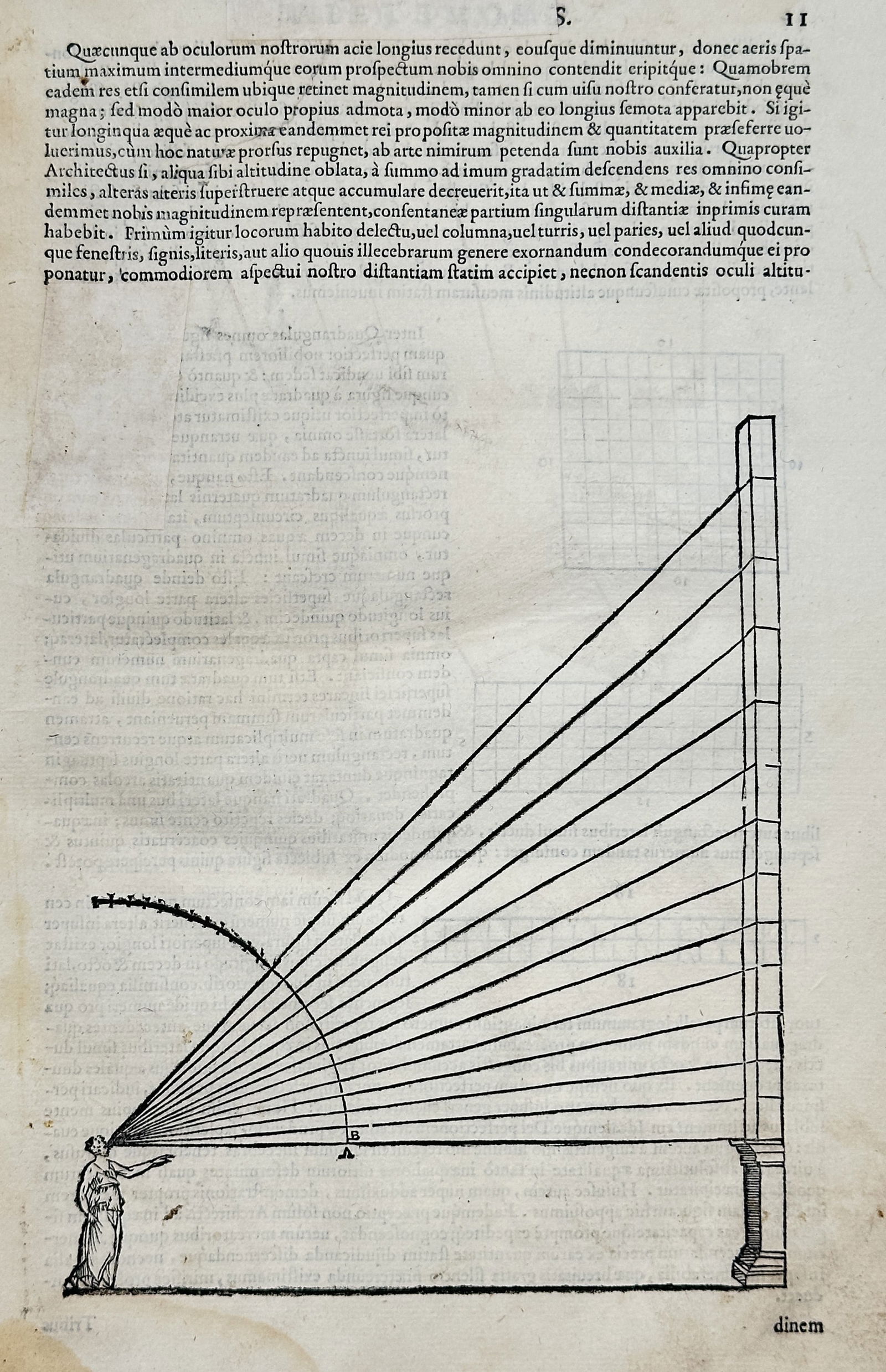 Sebastiano Serlio (1475–1554) – Geometriae (Optical Correction of Columns) – Woodcut (1 of 2)