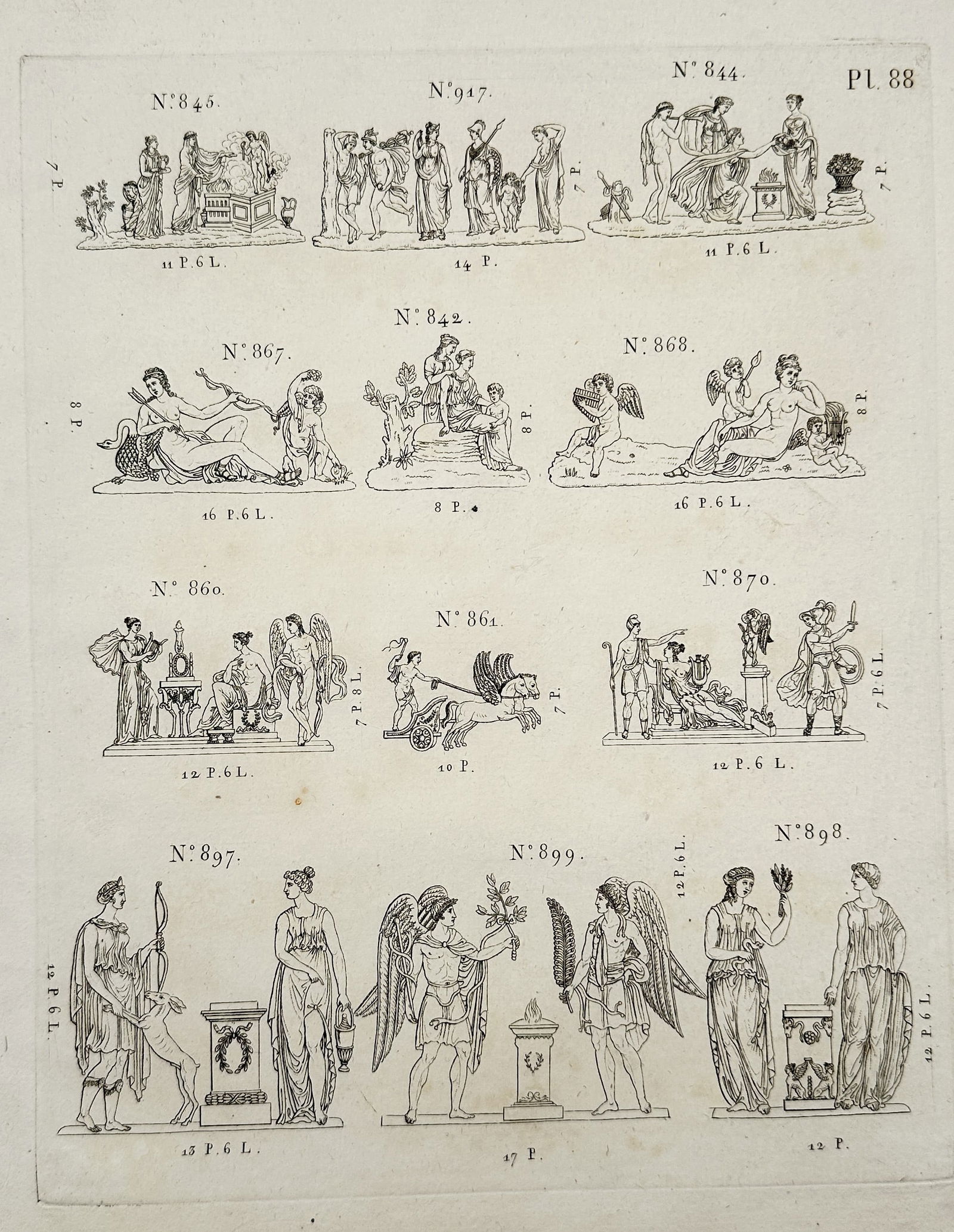 Joseph Beunat (19th Century) – Ornamental Designs with Classical Figures – Engraving (19th (1 of 2)