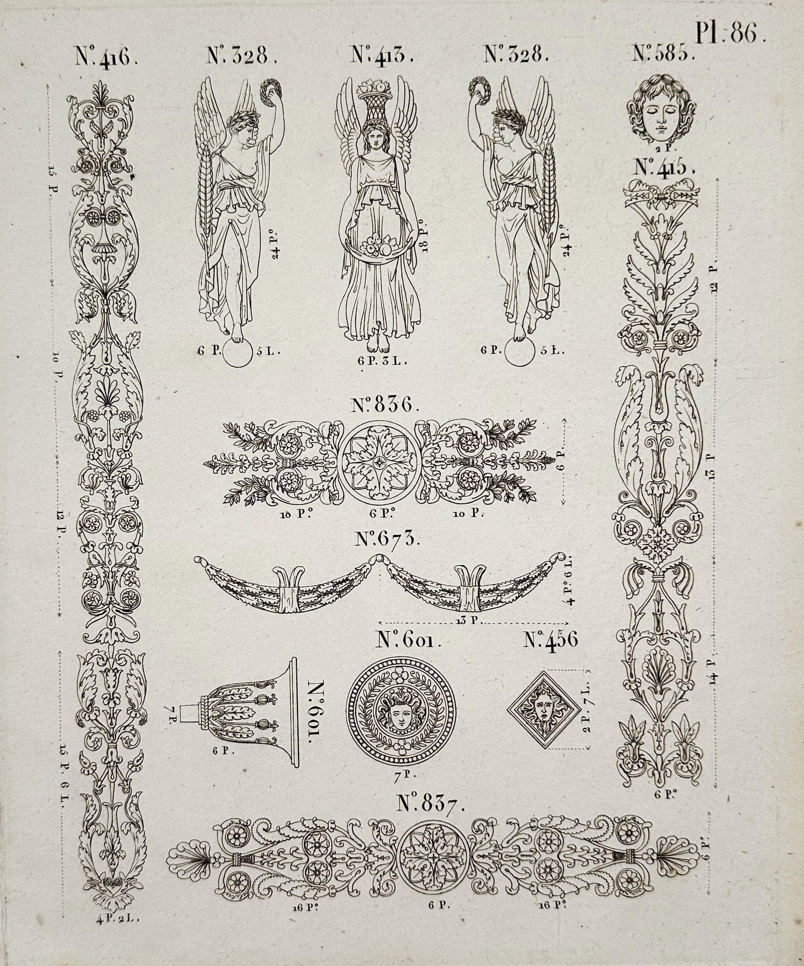 Joseph Beunat (19th Century) – Collection of Architectural Ornaments and Classical Motifs (1 of 2)