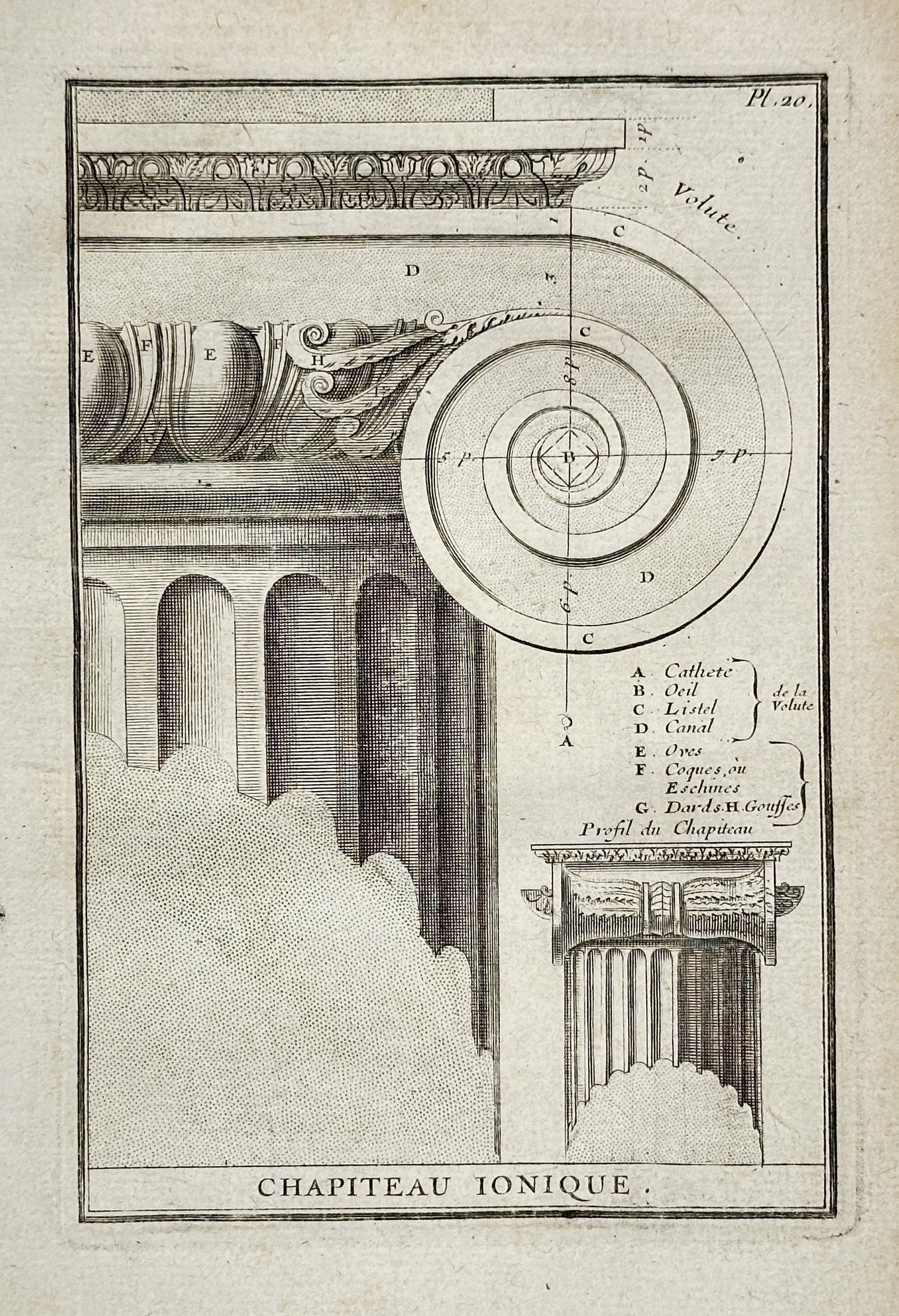Giacomo Barozzi da Vignola – Detailed Illustration and Measurement of an Ionic Capital (1 of 2)