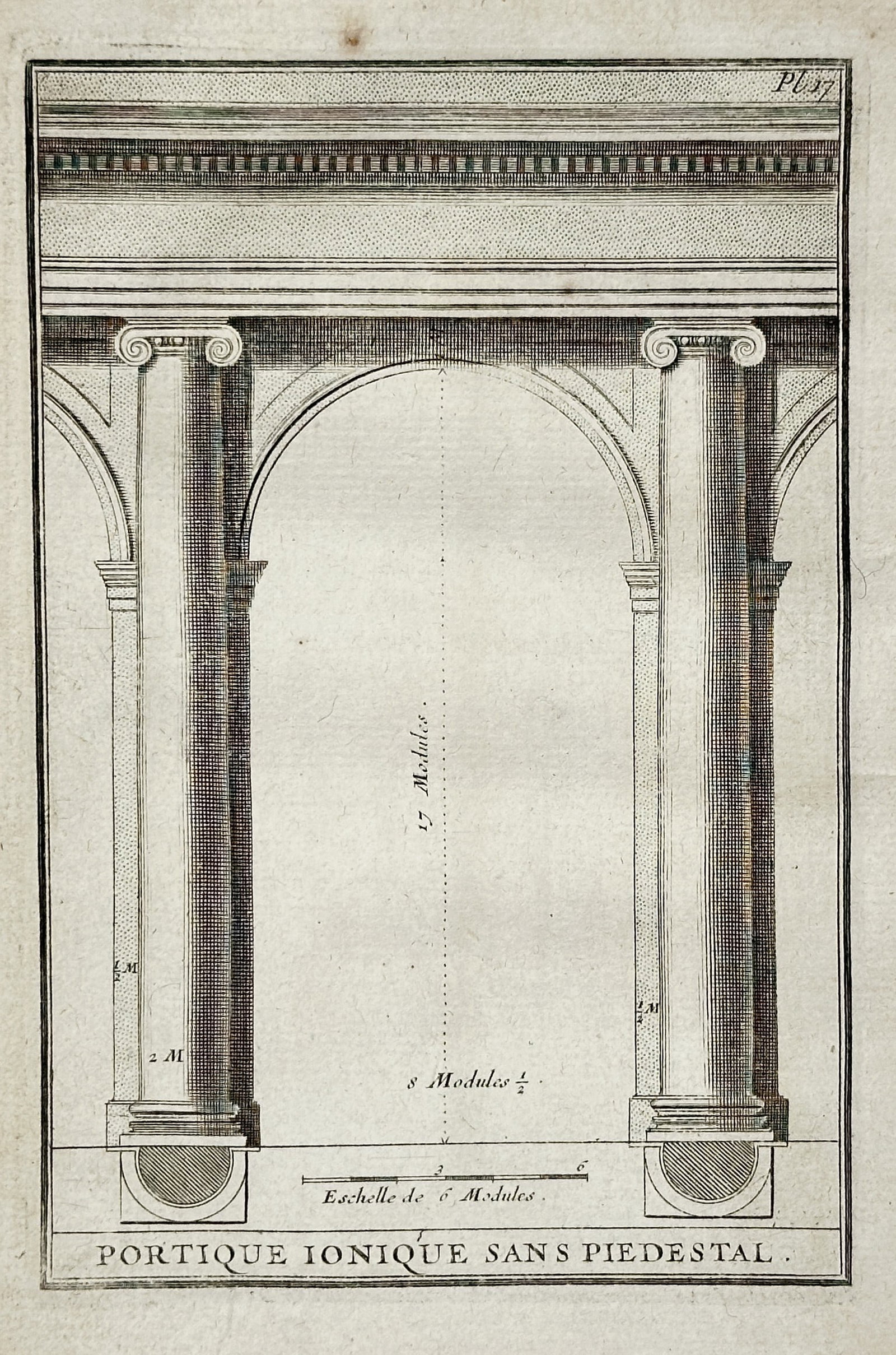 Giacomo Barozzi da Vignola – Ionic Portico without Pedestal (Architectural Study) – Copper (1 of 2)