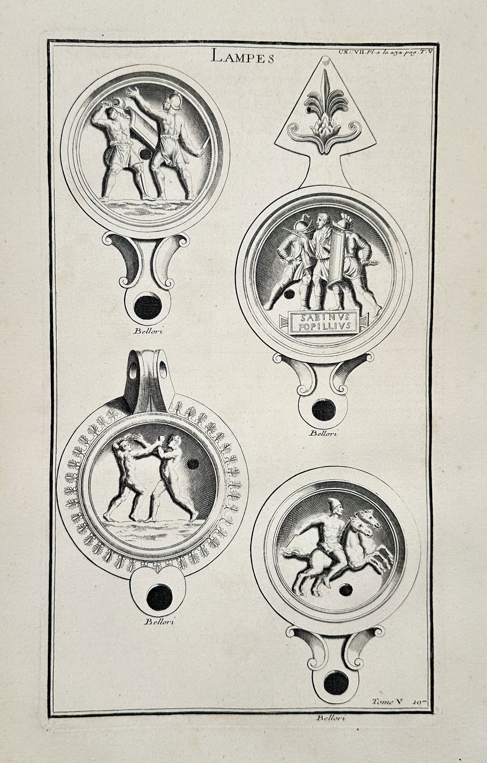 Bernard de Montfaucon – Lamps Depicting Wrestling, Equestrian, and Imperial Scenes (1 of 2)