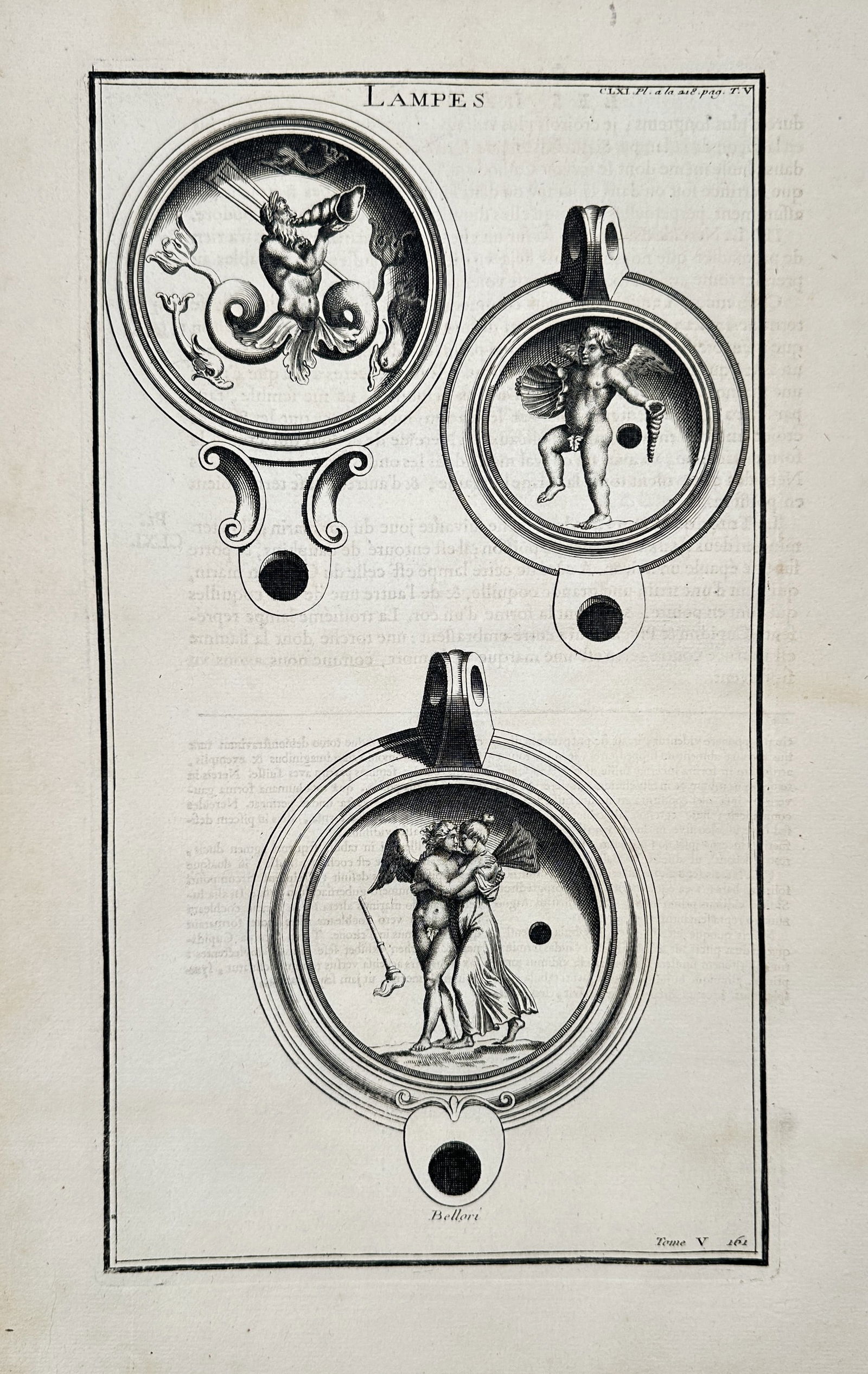 Bernard de Montfaucon – Lamps Depicting Mythological Combat and Winged Figures (1 of 2)