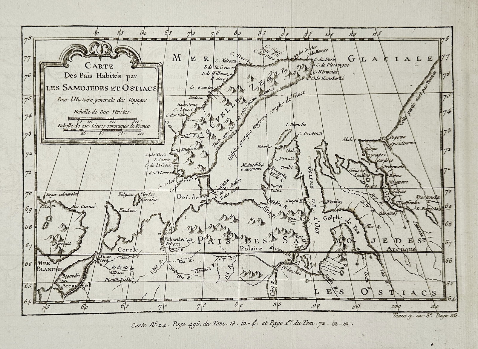 Jacques-Nicolas Bellin – Map of the Countries Inhabited by the Samoyedes and Ostiacs (Arctic: This copper engraving map depicts the Arctic territories of Northern Europe and Siberia, detailing the regions traditionally inhabited by the Samoyedes and Ostiacs. The map was originally prepared for