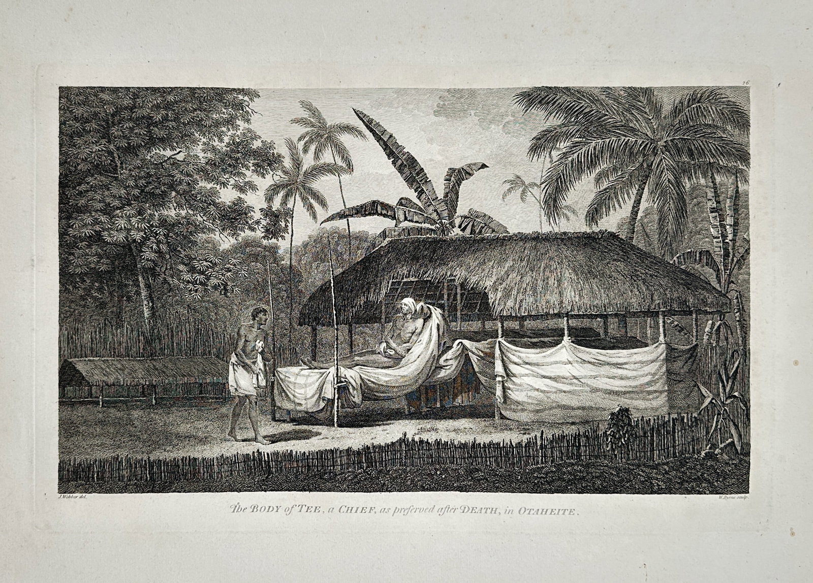 John Webber – The Body of Této, a Chief, as Prepared after Death, in Tahiti – Copper engraving (1 of 2)