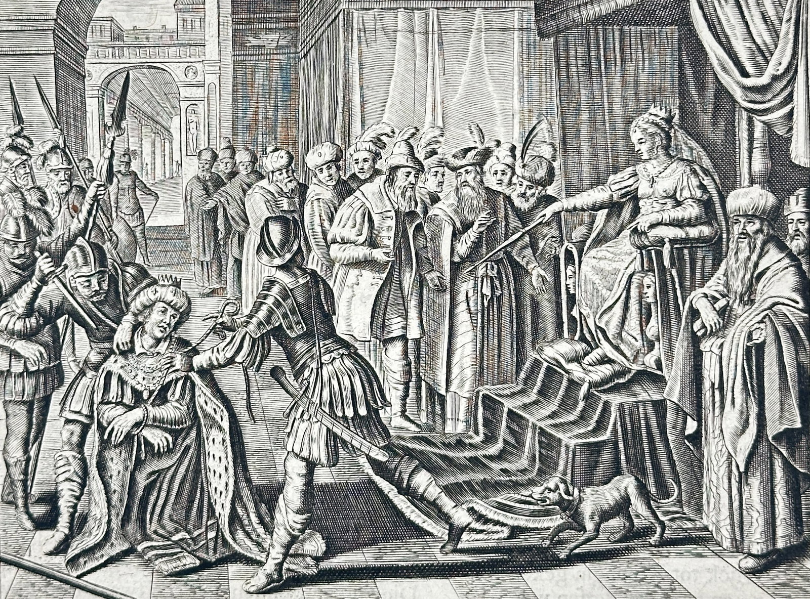 Jacob Cats – Illustration for Manly Conjugal Virtue: Scene of Courtly Conflict – Engraving (1 of 3)