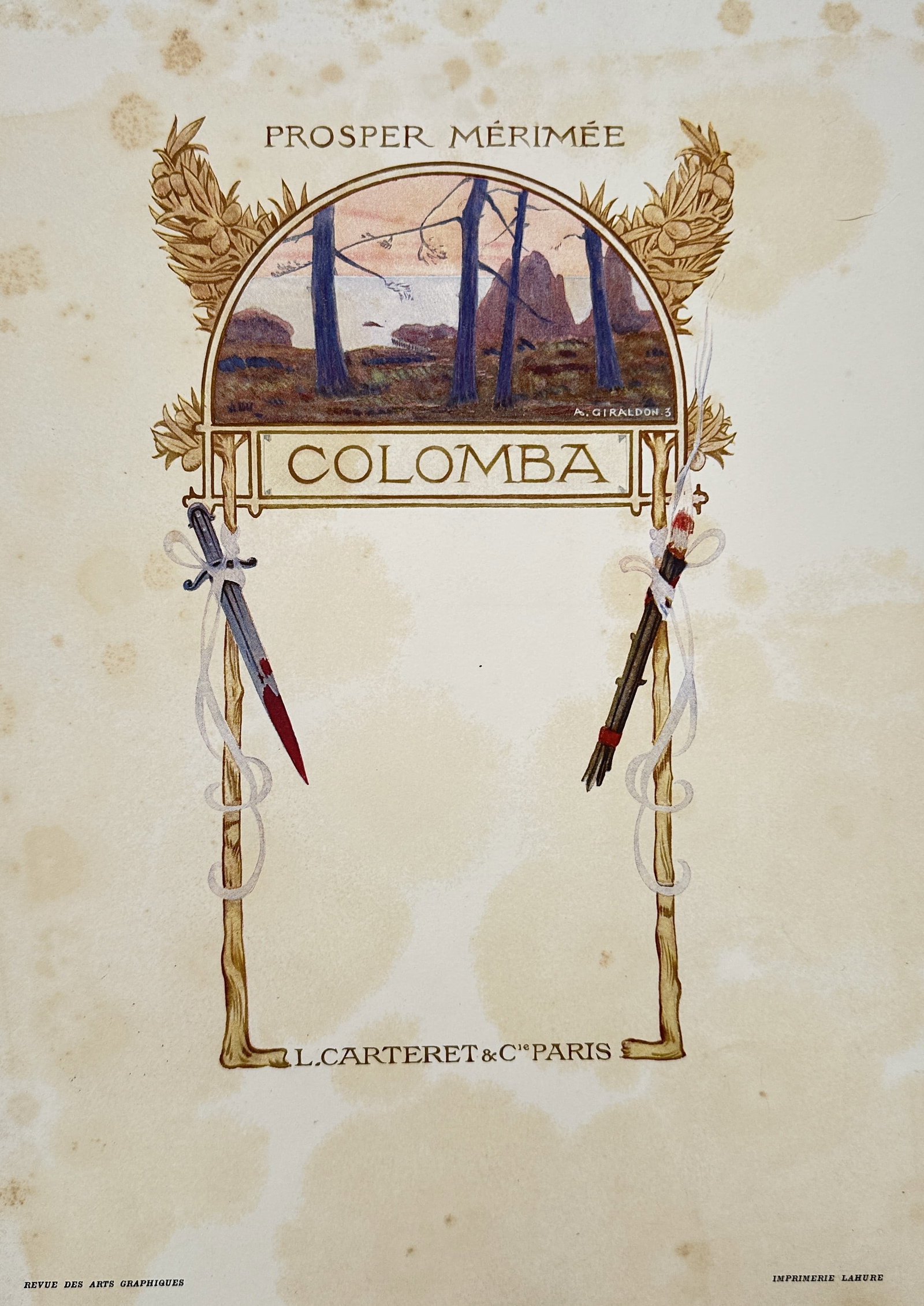 Daniel Vierge (1851–1904), after – Decorative Title Page for Prosper Mérimée's Colomba – (1 of 2)