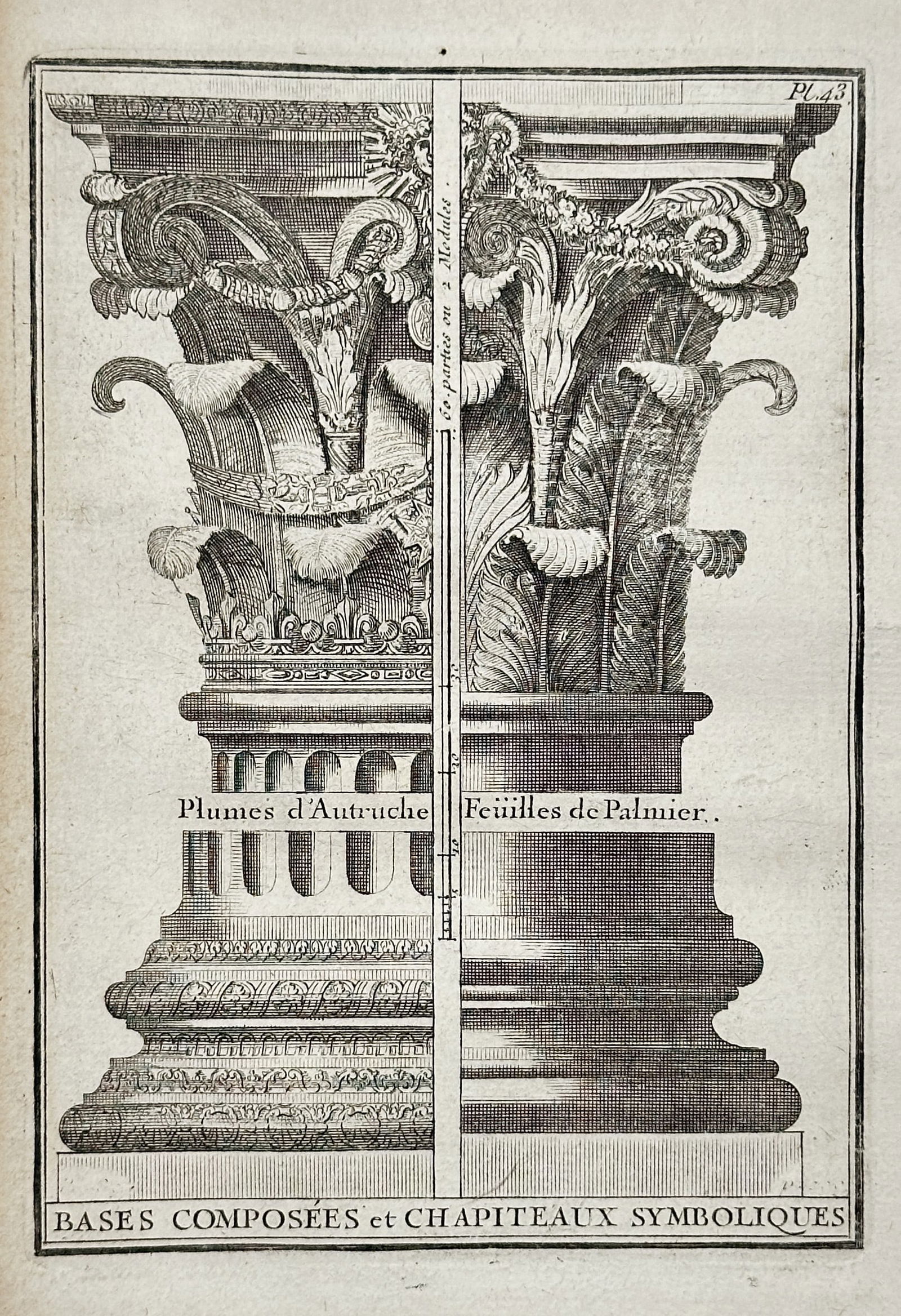 Giacomo Barozzi da Vignola – Symbolic Composite Bases and Capitals – Engraving (1 of 2)