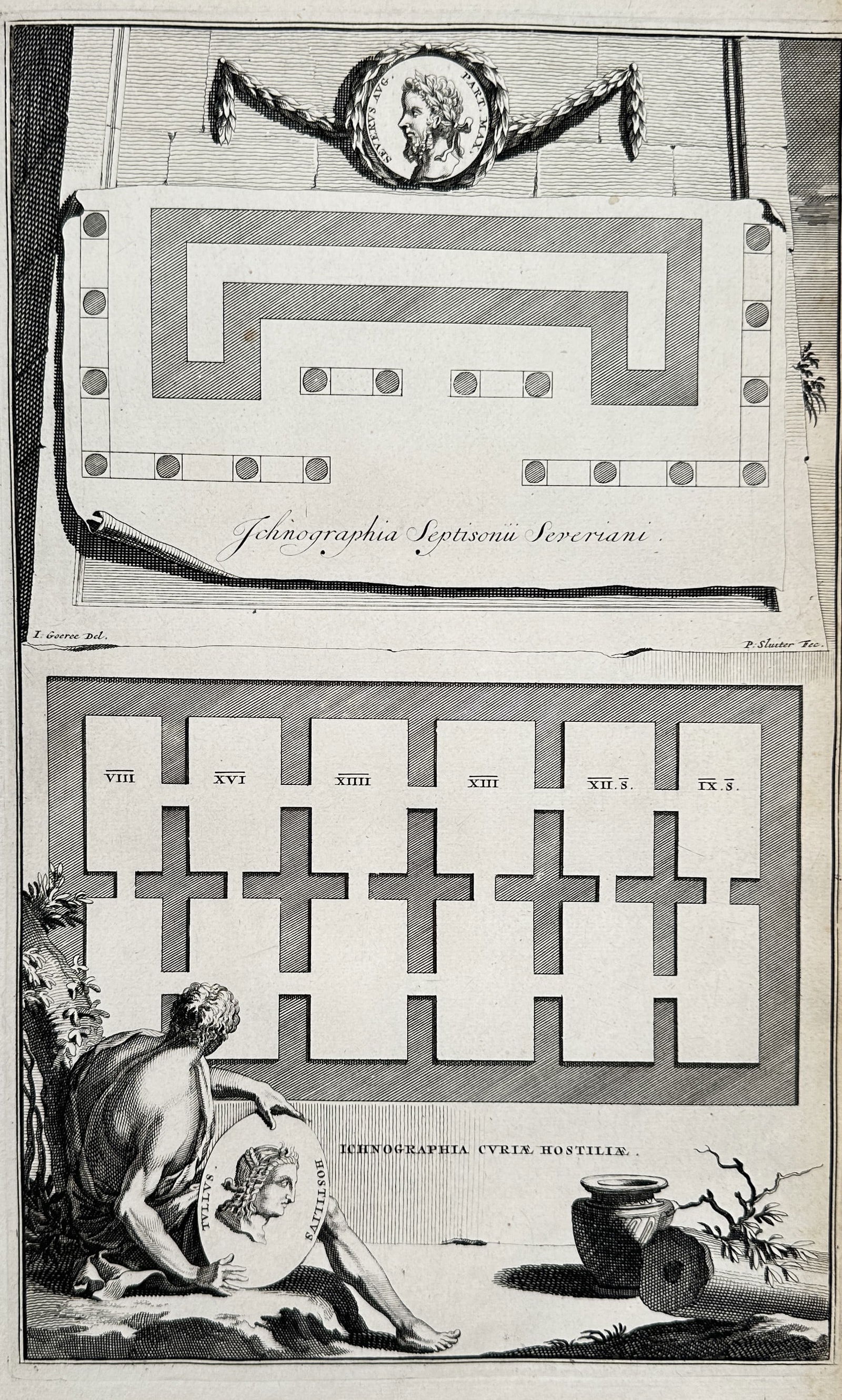 François Halma – Architectural Ground Plans of the Roman Septizodium and Curia Hostilia (1 of 2)
