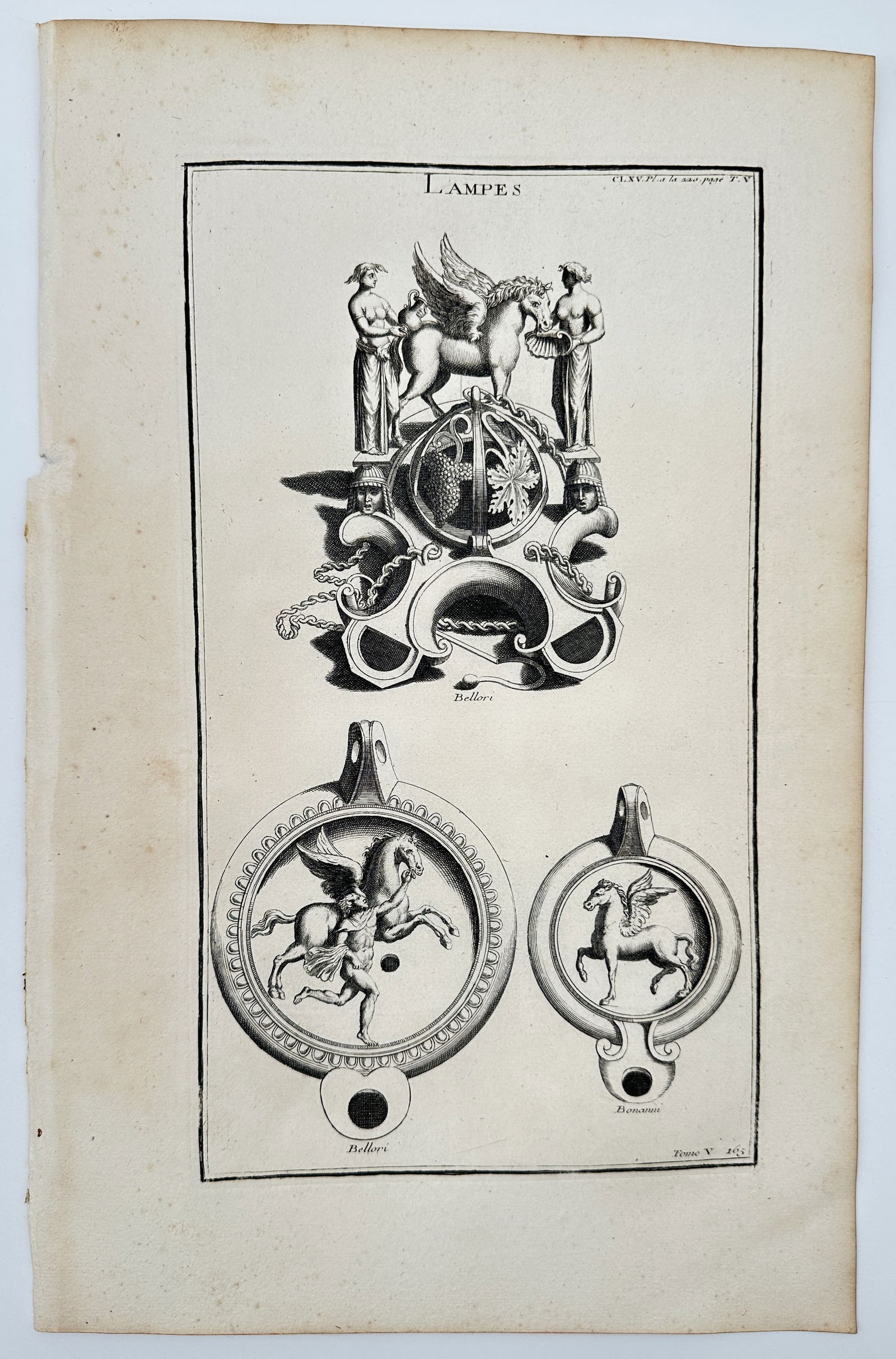 Bernard de Montfaucon – Ancient Roman Lamps and Pendants Decorated with Pegasus (1 of 2)