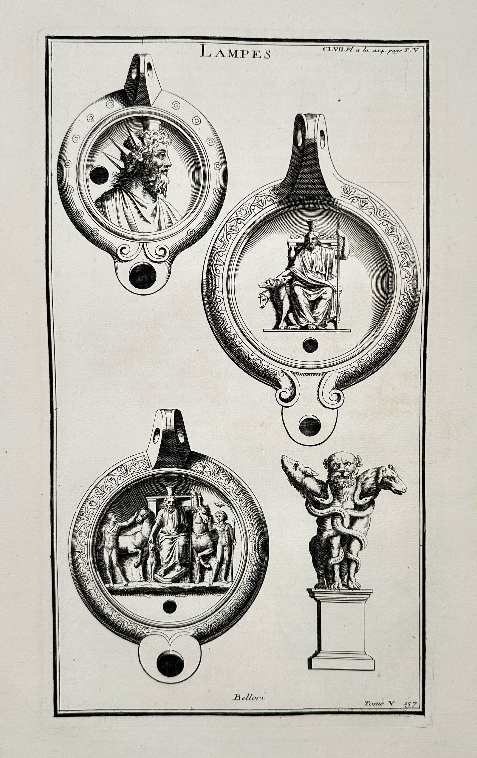 Bernard de Montfaucon – Ancient Roman Lamps and Sculpture Featuring Deities and Mythological (1 of 2)