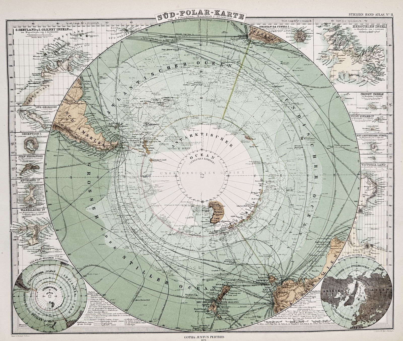 Adolf Stieler (1775–1836) – Map of the South Polar Region (Antarctica and the Southern Ocean) (1 of 2)