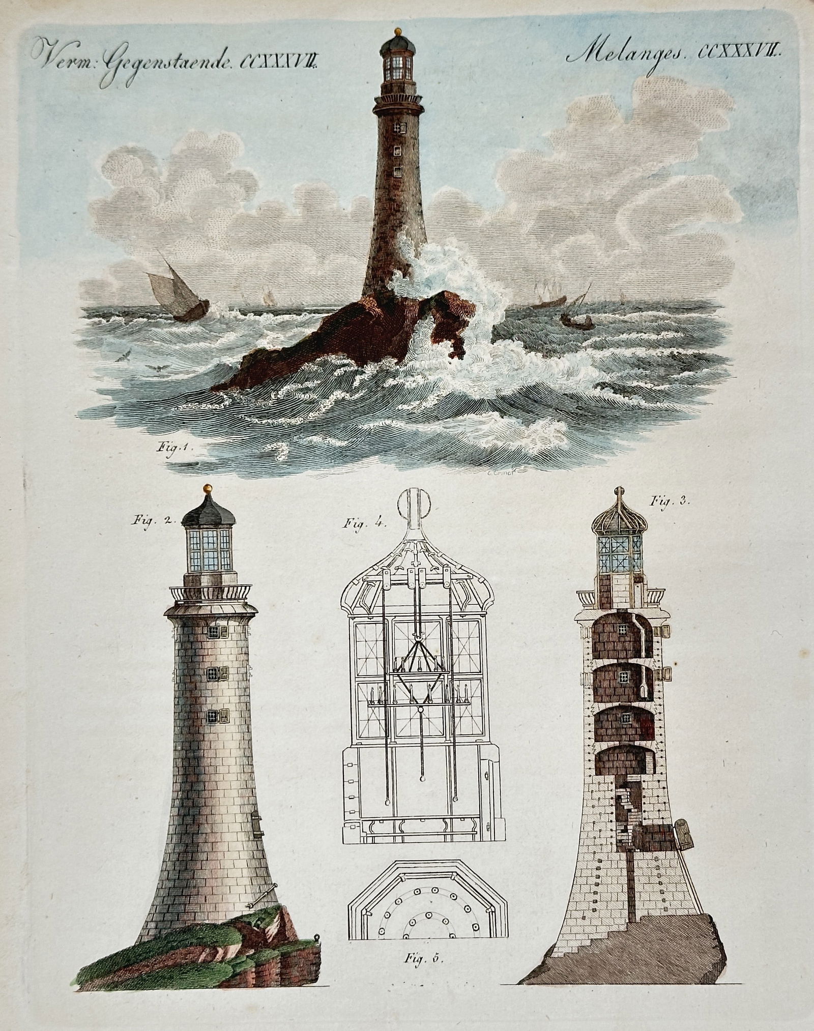 Friedrich Johann Justin Bertuch – The Cordouan Lighthouse and Architectural Diagrams (1 of 2)