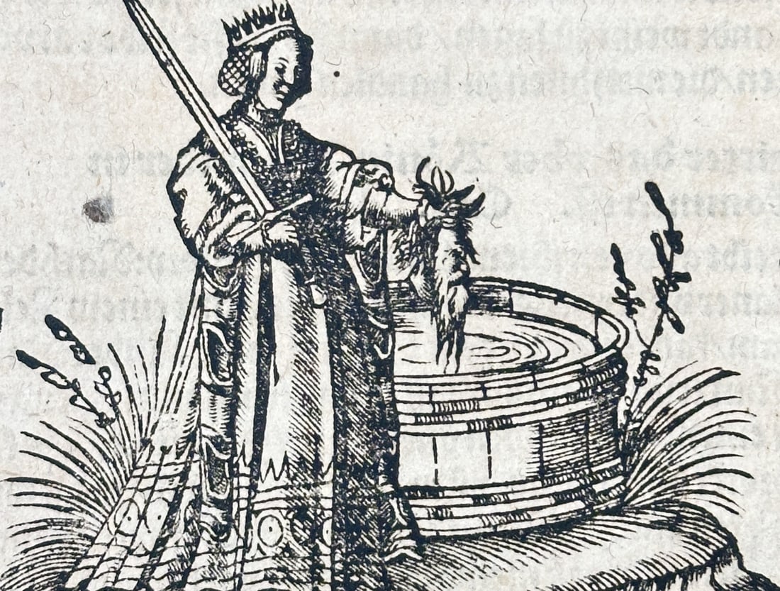 Sebastian Münster – Printed Page with Woodcut Illustration of Asian Daily Life – Woodcut (1 of 3)