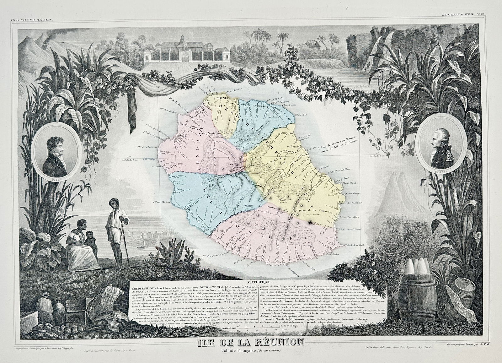 Victor Levasseur (1770–1852) – Map of Réunion Island, France (Indian Ocean) (1 of 2)