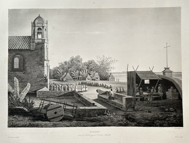 Louis Auguste de Sainson (1800–1873) – Koulek Village View with Church and Cerem (1 of 2)