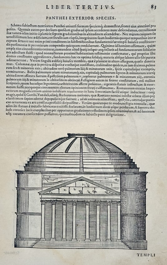 Sebastiano Serlio (1475–1554) – Exterior View of the Pantheon (Rome, Italy) (1 of 3)