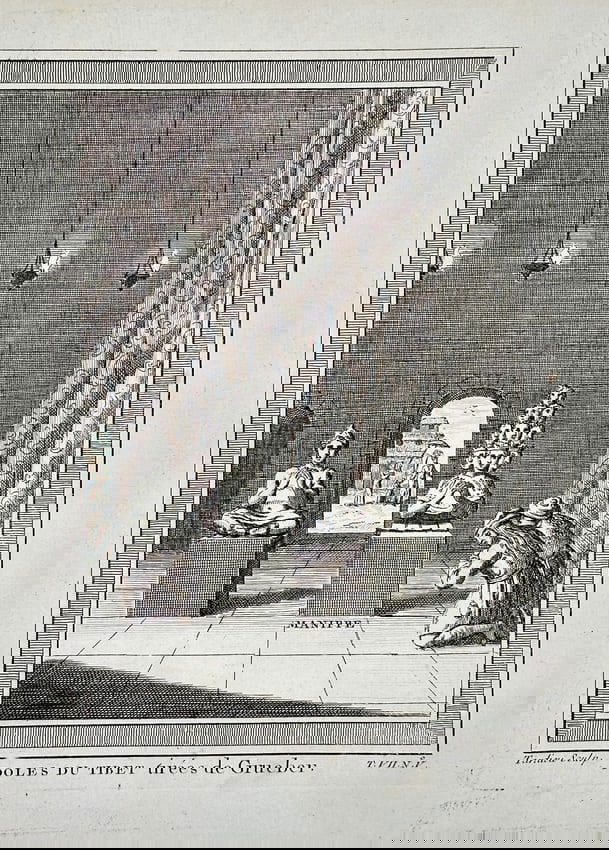 Antoine François Prévost d'Exiles – Tibetan Idols Taken from Gruber – Engraving (1 of 2)