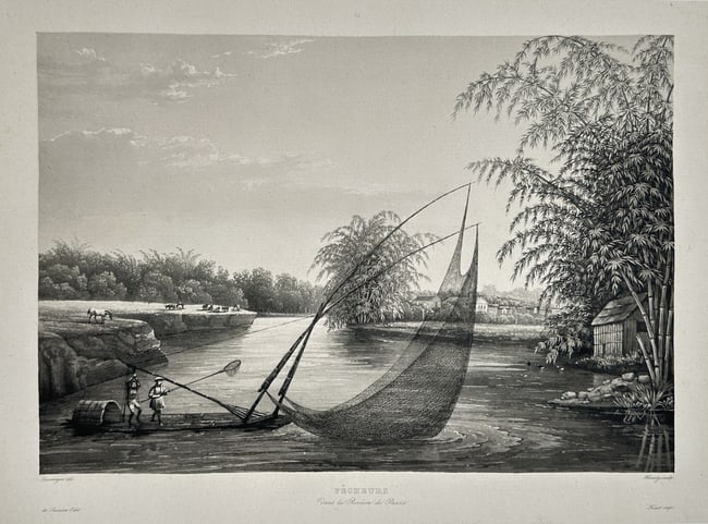 Louis Auguste de Sainson – Fishermen near Tourane (Da Nang, Vietnam) – Lithograph (1 of 2)