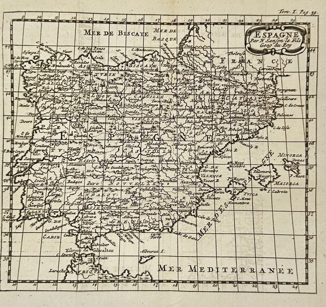 Henri Abraham Chatelain (1684–1743) – Map of Spain / Espagne – Engraving (1 of 2)