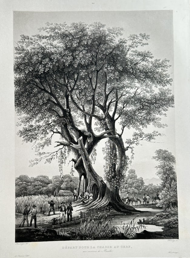 Louis Auguste de Sainson (1800–1873) – Departure for the Stag Hunt – Lithograph (1 of 2)