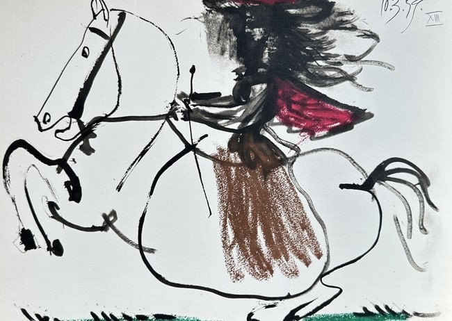 Pablo Picasso (1881–1973) – Rider and Horse – Color lithograph (1961) (1 of 2)
