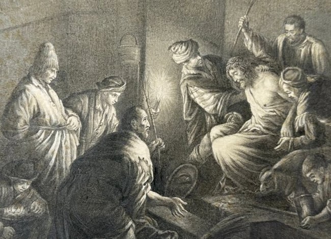 After Leandro Bassano – Antique Pencil Drawing – Christ Crowned with Thorns (1 of 2)