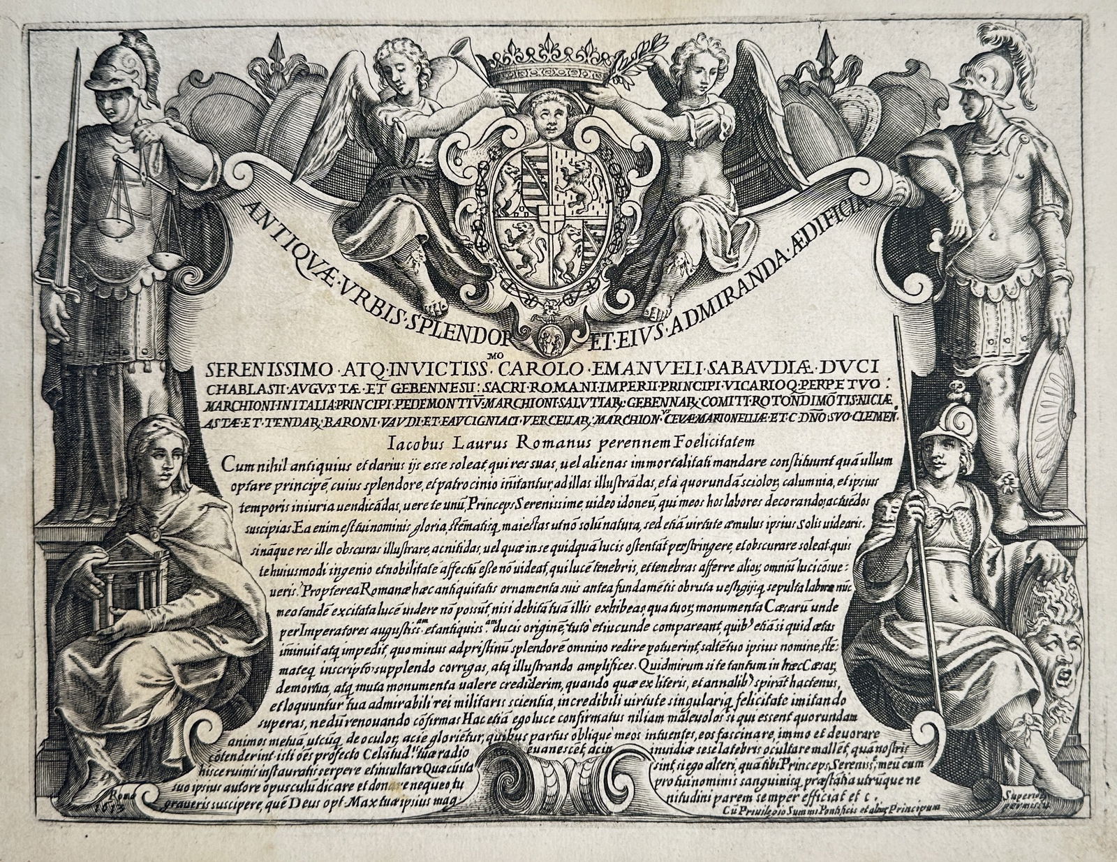 Giacomo Lauro – Title Page of Antiquae Urbis Splendor – Copperplate engraving (17th Century) (1 of 2)
