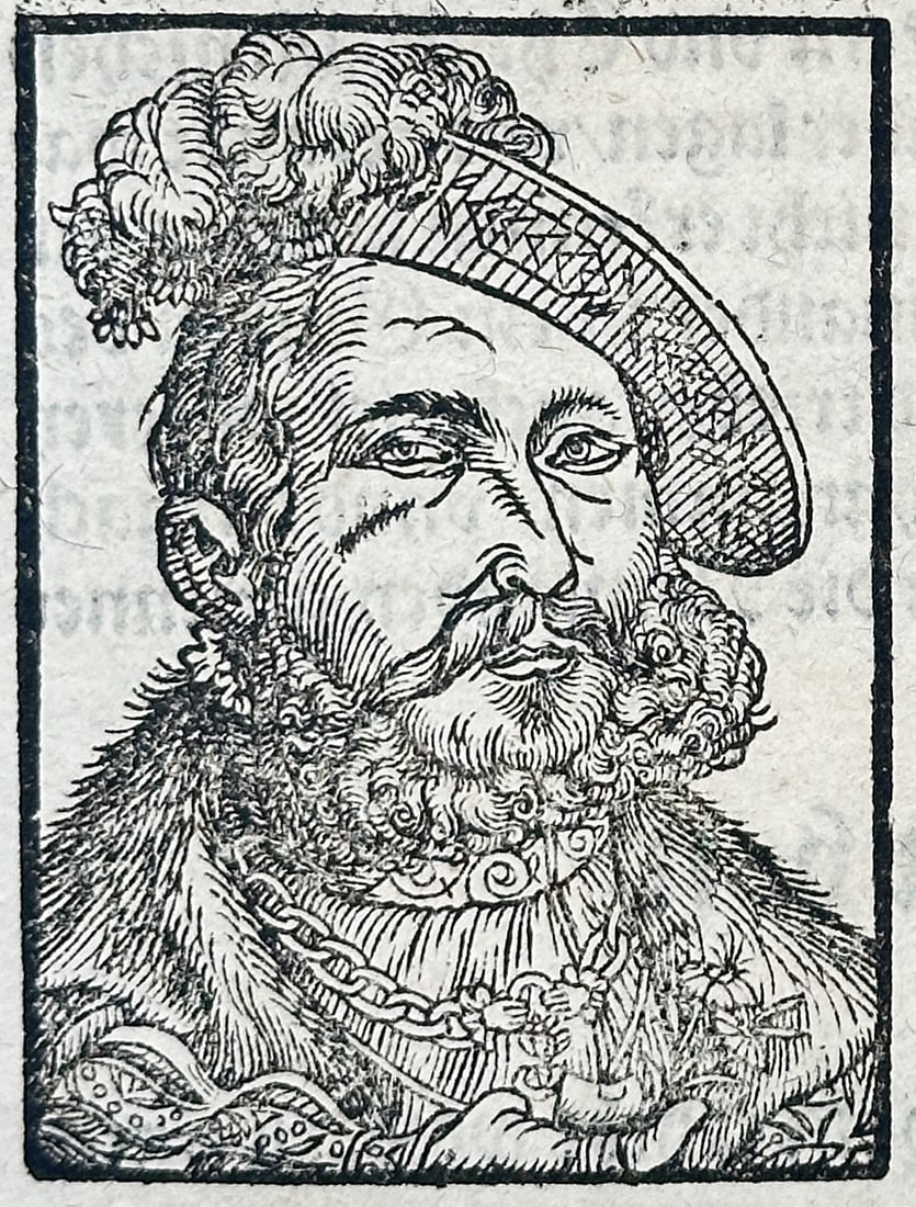 Sebastian Münster – Saxon Genealogy and History – Woodcut (16th Century) (1 of 3)