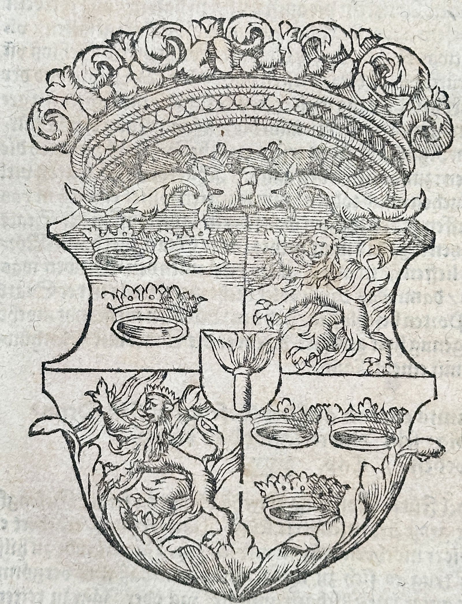 Sebastian Münster – The Fourth Book (Portrait and Saxon Crest) – Woodcut (16th Century) (1 of 3)