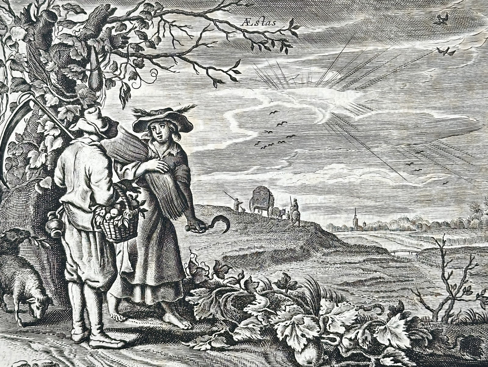 Jacob Cats – Second Part of the Christian Housewife (Emblematic Leaf) – Copperplate engraving (1 of 3)