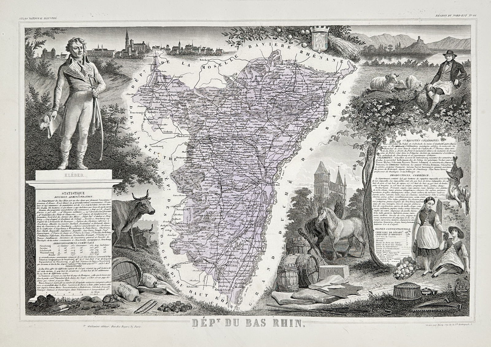 Victor Levasseur – Map of the Department of Tarn – Copperplate engraving (19th Century) (1 of 2)