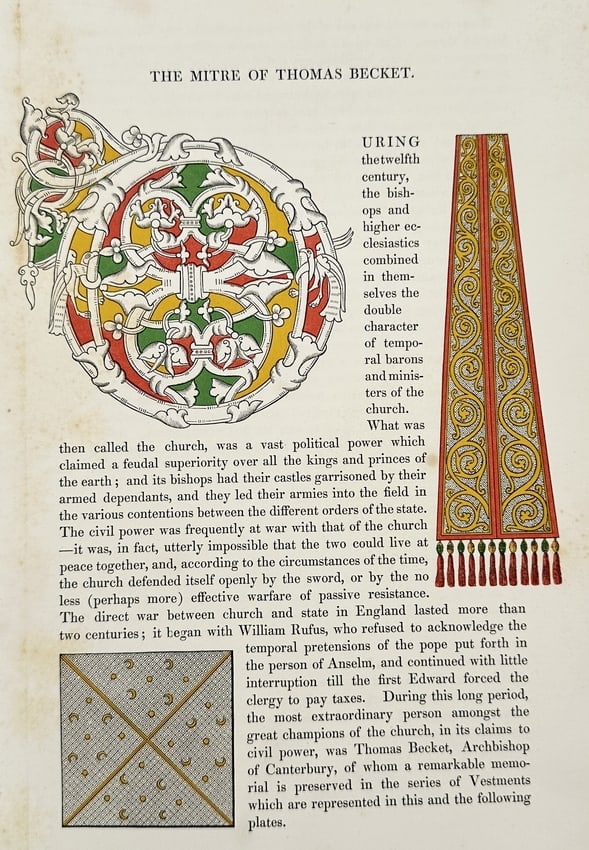 Henry Shaw (1800-1873) – The Mitre of Thomas Becket – Chromolithograph (c. 1843) (1 of 2)