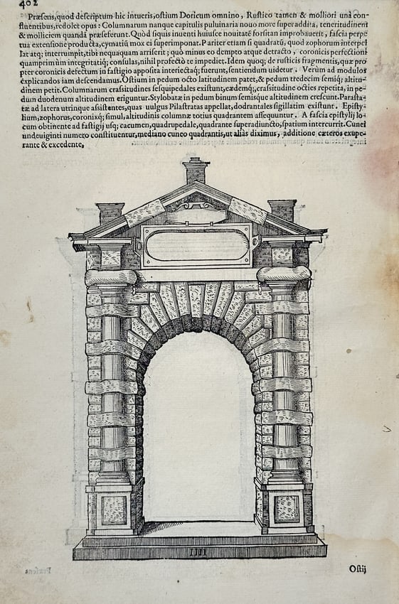 Sebastiano Serlio – Design for a Monumental Rustic Archway – Woodcut print (1537 (1 of 2)