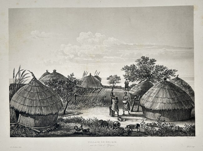 Louis Auguste de Sainson – Village of Delagoa (Coast of Africa) – Lithograph (1 of 2)