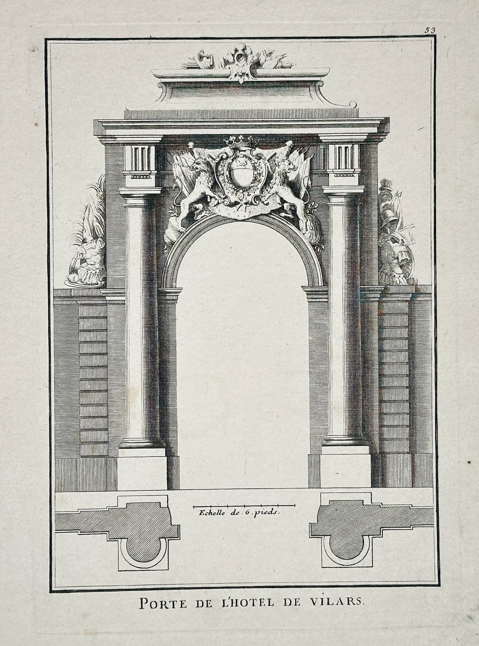 Giacomo Barozzi da Vignola (1507–1573), after – Elevation of the Gate of the Hôtel de Vilars (1 of 2)