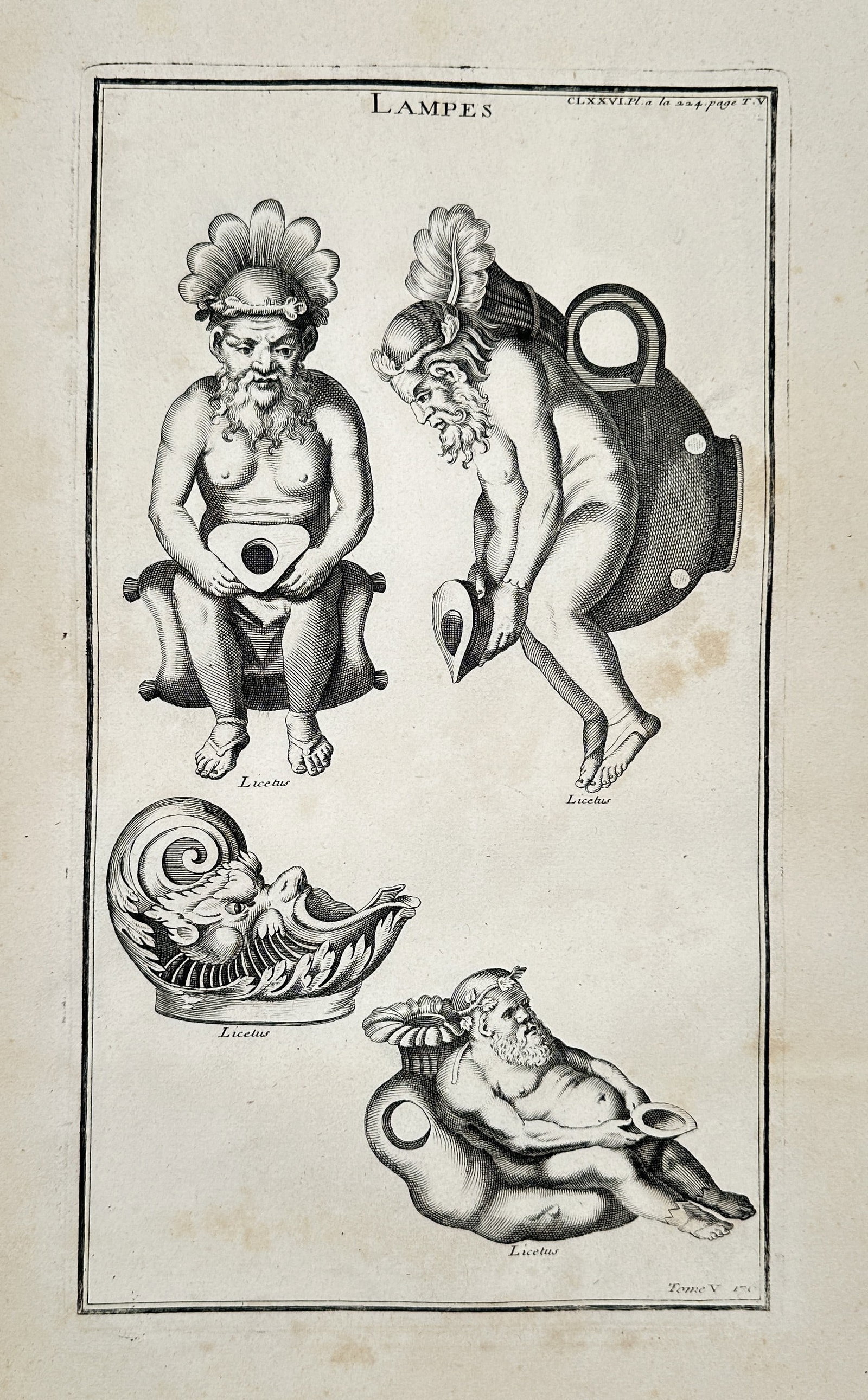 Bernard de Montfaucon (1655–1741) – Grotesque and Figural Ancient Roman Oil Lamps from Antiquity (1 of 2)