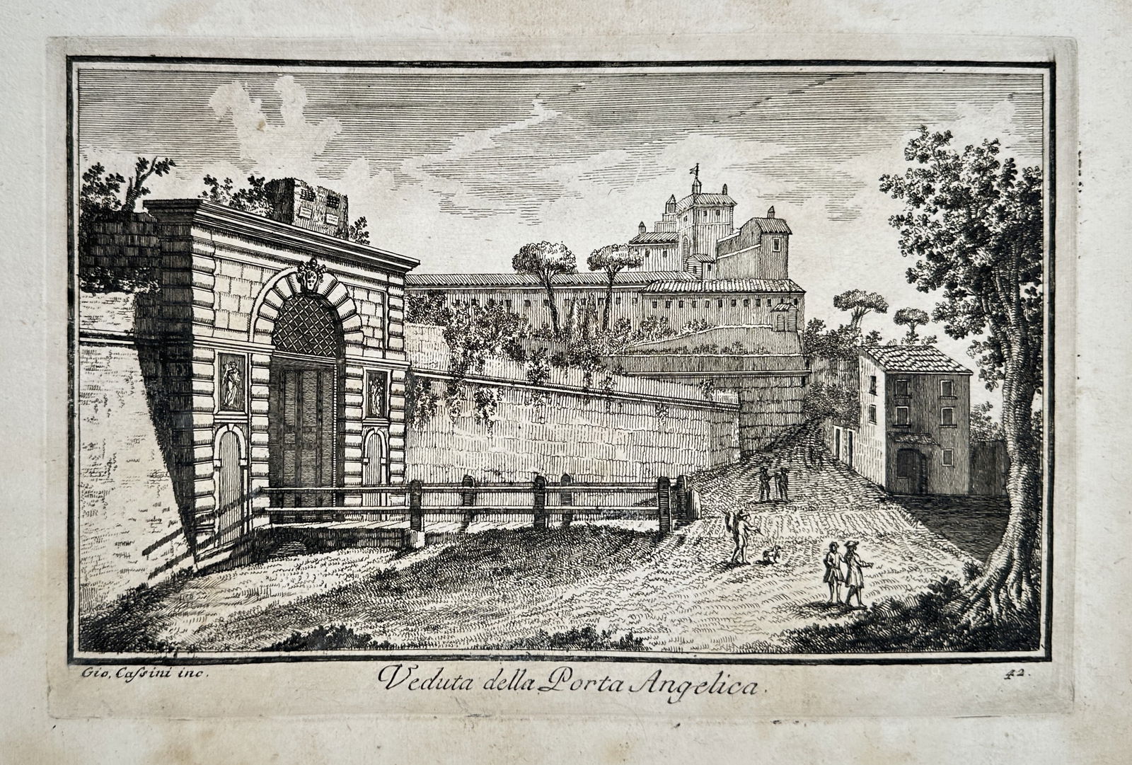 Giuseppe Vasi (1710–1782) – View of the Porta Angelica – Copperplate engraving (1 of 2)