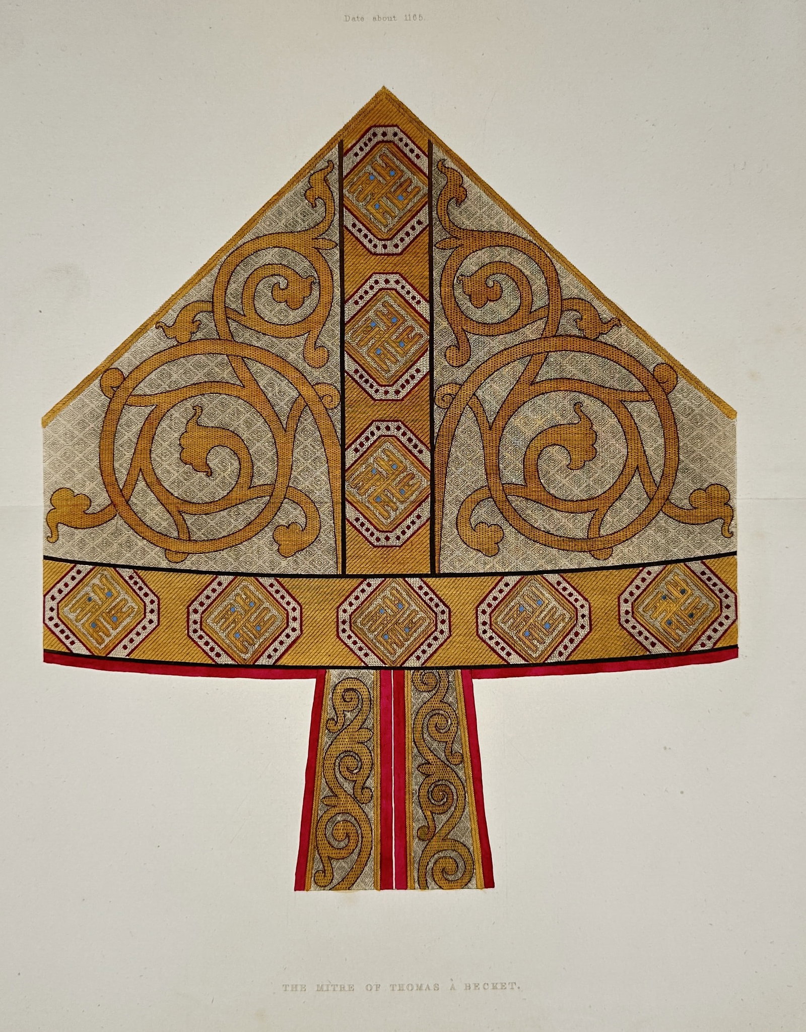 Henry Shaw (1800–1873) – The Mitre of Thomas à Becket – Chromolithograph (19th Century) (1 of 2)