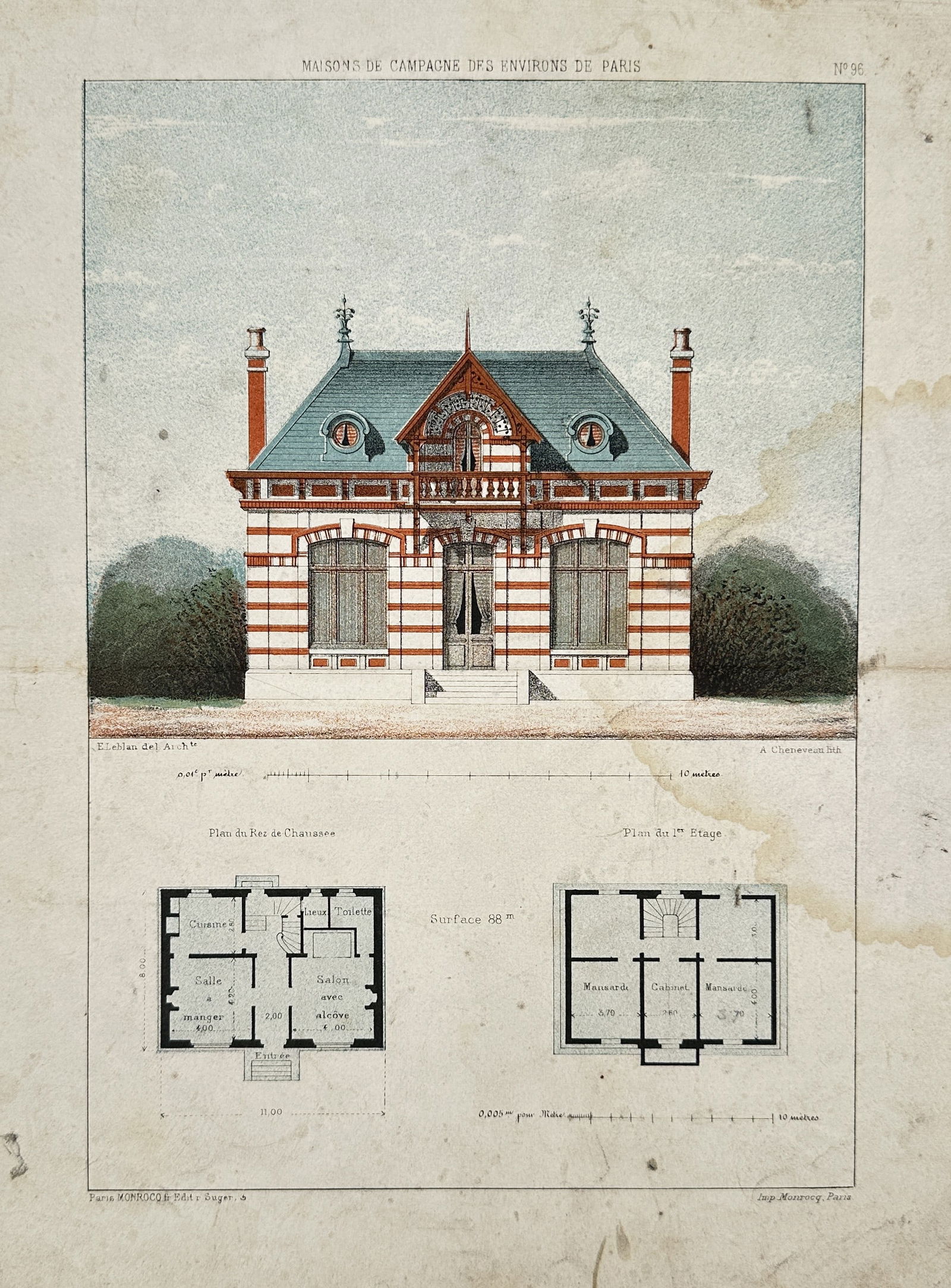 Victor Petit (1817–1871) – Country House in the Environs of Paris (Maisons de Campagne) (1 of 2)