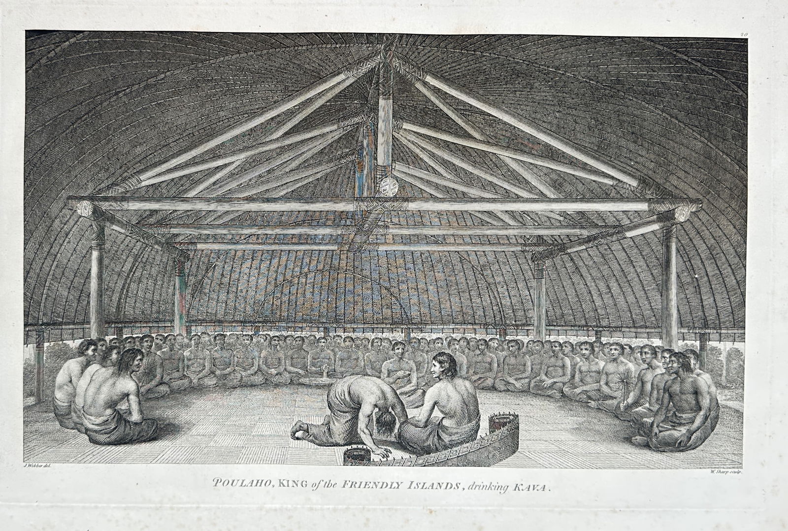 John Webber (1751–1793) – Poulaho, King of the Friendly Islands, Drinking Kava – Engraving (1 of 2)