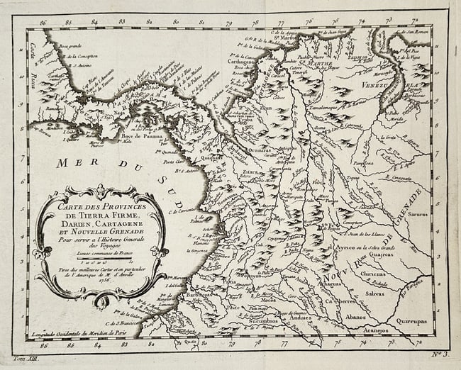 Jacques-Nicolas Bellin (1703–1772) – Map of The Provinces of Tierra Firme (1 of 2)